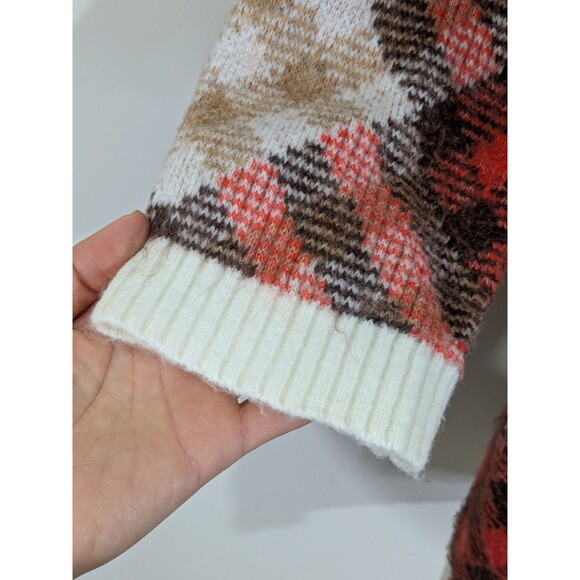 TALBOTS Ivory Brown Orange Argyle Gold Buttons Classic Soft Cardigan Plus SZ 2X - Picture 9 of 11